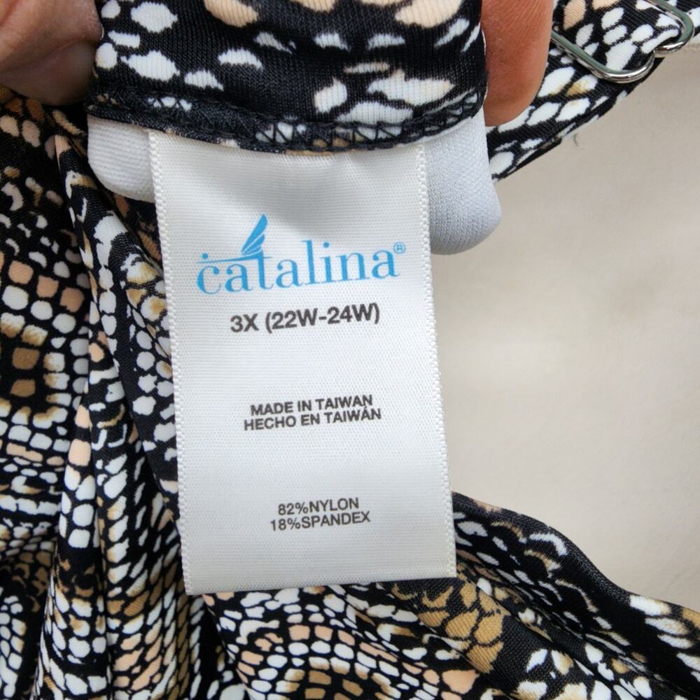 Catalina Suddenly Slim Swimsuit 3X 22W-24W Leopard Wrap One Piece Tummy - Picture 8 of 11